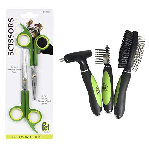 Pet Magasin Grooming Scissors Kit & Pet Magasin Grooming Brushes Bundle