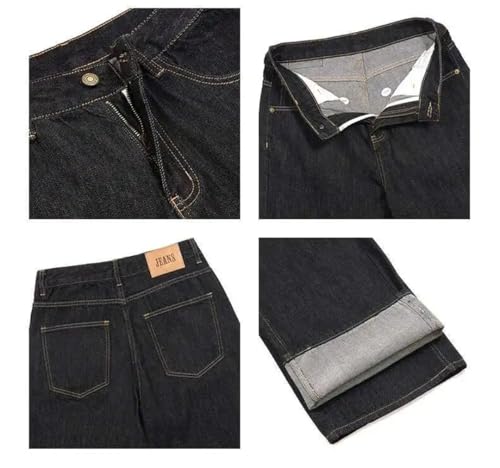 Men's Solid Color Denim Pants American Style Simple Straight Bagyy Bottom Wide Leg Jeans2