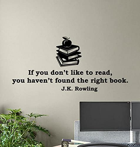 J K Rowling Quotes Wall Vinyl Decal If You Don't Like To Read Book You Haven't Found The Right Book Library Sign Gift Poster Quote Education Wall Art Study Wall Decor Sticker School Sticker Print 887 #TOP27
