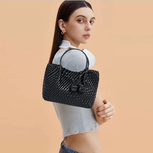 Image of Woven Tote Bag for Women, Hobo Bag for Work, Large Beach Travel Handbags and Purses, Retro Shoulder Bag, Shopping Bag
