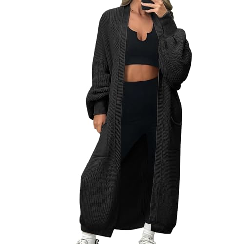 Rianclud Womens Long Cardigan Sweaters Chunky Knit Oversized Sweater Open Front Cardigans Warm Coat Fall Winter Outerwear