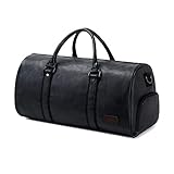 Asge Reisetasche Leder Herren Sporttasche Große Männer Fitnesstasche Damen 40L Duffel Bag Wasserdicht Weekender Travel Bag Women Vintage Handgepäck Tasche mit Schuhfach