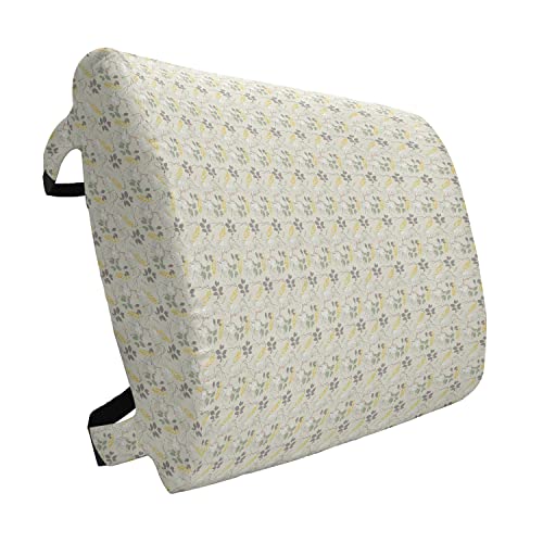 ABAKUHAUS Clásico Cojín Lumbar, Granja Florales del Remolino, cojín de Respaldo Suave para sillas de Oficina con Correas Ajustables, 36 x 34 cm, Gris carbón Marigold