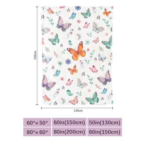 Rajahubri Butterfly Blanket Wildflowers Floral Throw Blanket Botanical Flower Blanket Ultra Soft Flannel Throw Blanket Lightweight Cozy Fluffy Plush Blanket For Bed Couch Sofa 50 Inch X 60 Inch thumb #5