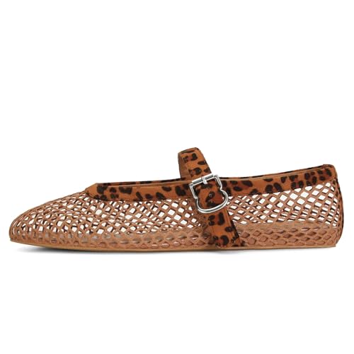 Image of MICIFA Women's Mesh Ballet Flats Fishnet Ballerina Flats Buckle Strap Mary Jane Causal Daily Dress Shoes
