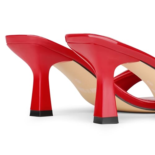 Women's Kitten Heels Sandals 2.76 Inch Square Toe Stiletto One-Strap Heeled Sandals Slip-On Mule Heels for Women4