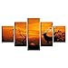 Produktbild KGKBH 5 Leinwandbilder Leinwand Wandkunst Dekoration Malerei Poster 5 Panel Tier Deer Landschaft Für Wohnzimmer Moderne HD Gedruckt Bilder