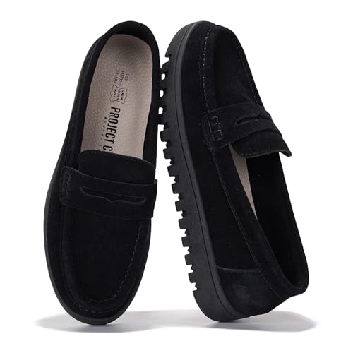 Image of Project Cloud 100% Genuine Leather Loafers for Women - Memory Foam Insoles Slip On Shoes for Women - Lightweight Womens Shoes - Non Slip Womens Loafers (Filide1)