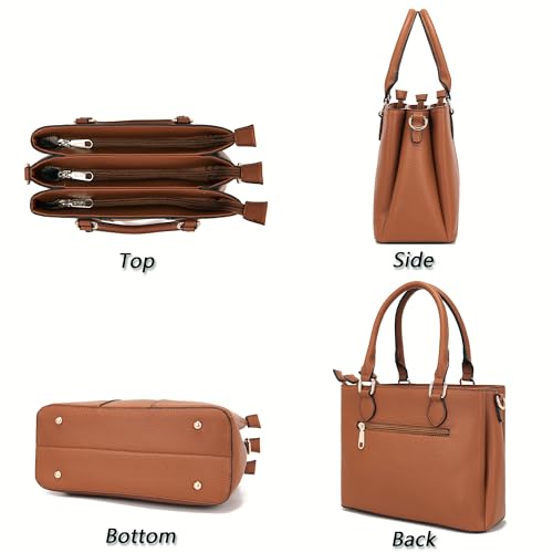 Image of Qiyuer Purses and Wallet Set for Women Satchel Handbag Tote Bag | 3 Zippered Compartments,Pebble PU leather,Multi-slot design,Everyday commuting