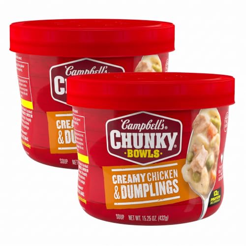 Campbell’s Chunky Creamy Chicken and Dumplings Soup, 15.25 oz Bowl (Pack of 2)