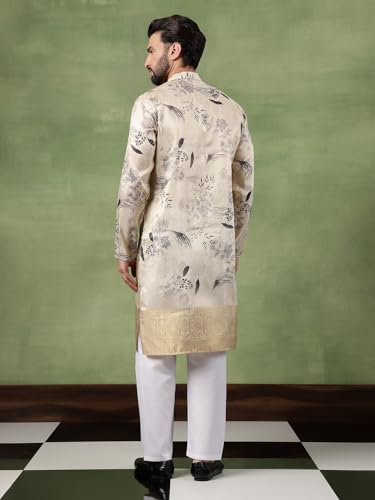 Image of SOJANYA (Since 1958 Men's Silk Banarasi Design Long Kurta