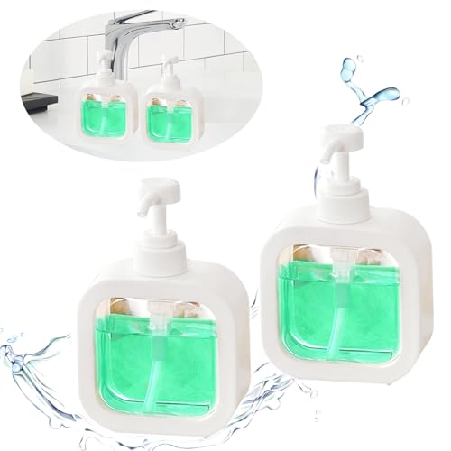 Image of Qivine Modern Soap Dispensers, Small Hand Bathroom Soap Dispensers, 2Pcs Pump Bottle Dispenser 10Oz with Pump Refillable Labels for Bathroom Kitchen Sink
