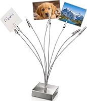 TOPBATHY Fotohalter mit 8 Clips, Kartenhalter Metall Memo Clip Halter, Tischkartenhalter für Hochzeit, Bilder, Karten und Notizen, Fotohalter Tischdeko für Büro, Zuhause und Party