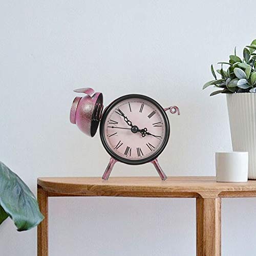 Bicaquu Relógio de mesa retrô, relógio com moldura decorativa, operado por bateria, estátua de porco