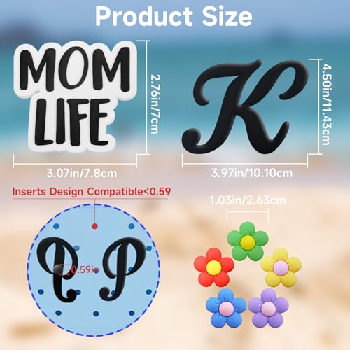 7Pcs Letter Charms for Bogg Bag Accessories,Initial Letters for Simply Modern,Momlife Bag Charms for Rubber Beach Tote Bag3