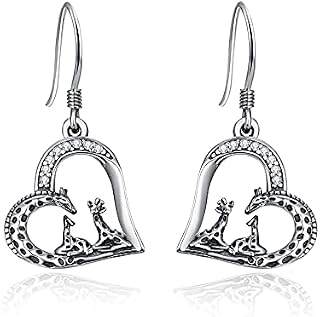 praymos 925 Sterling Silver Giraffe Necklace Giraffe Earrings Bracelet Cute Animal Pendant Jewellery for Women Girls