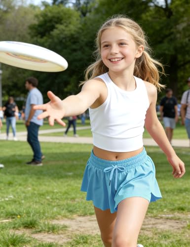 Image of KEREDA Girls Flowy Shorts,Youth /Toddler Butterfly Shorts with Spandex Liner 2-in-1 for Running,Sports,Athletic,Fitness,Tennis