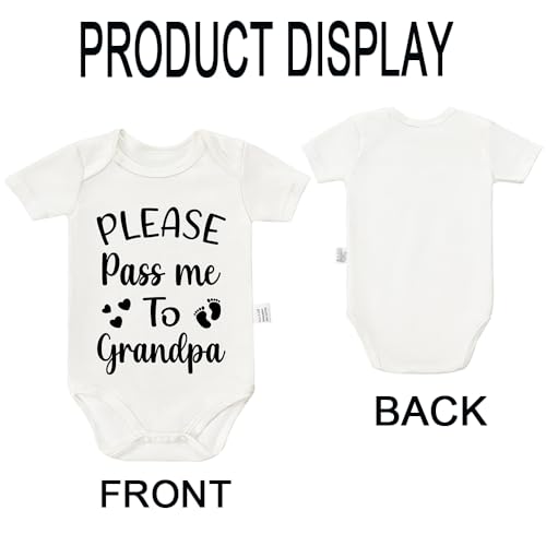 Please Pass Me to Grandpa Bodysuits, First Time Grandpa Gifts Baby Items Cute Baby Newborn Cotton Bodysuit 0-24 Months3