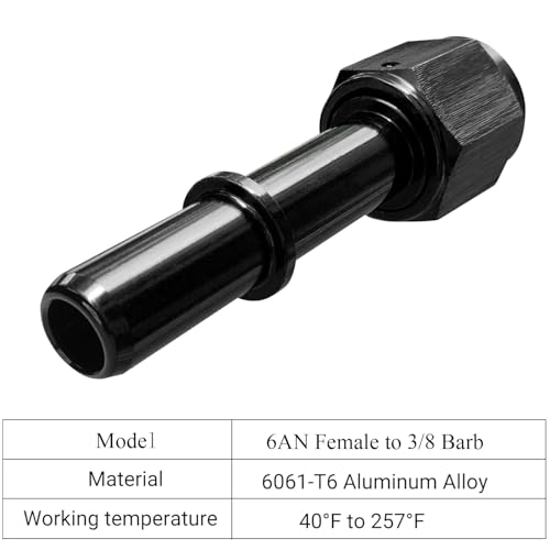 Image of 1Pack 6AN Female to 3 /8 Barb, 6AN Female Swivel to 3 /8 inch Quick Connect Fittings, Fuel Line Quick Connect Fitting Adapter Straight Aluminum