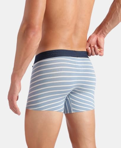Image of Jockey US68 Men Super Combed Cotton Elastane Stretch Stripe Trunk with Ultrasoft Waistband