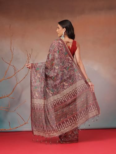 Image of Amazon Brand - Anarva Women's Kalamkari Saree With Blouse Piece