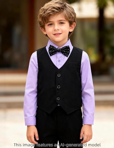 Image of A&J DESIGN 4pcs Baby & Toddler Suit, 12 Months - 5T, Shirt & Pants & Vest & Bow Tie