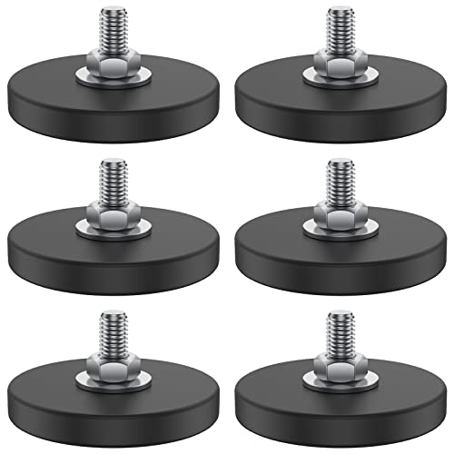Image of 6 Pcs Rubber Coated Magnets 1.69 Inch M6 Neodymium Mounting Magnet Thread Stud Anti-Scratch Strong for Lighting Bar Camera Cabinet Blackboard Refrigerator(6PCS)