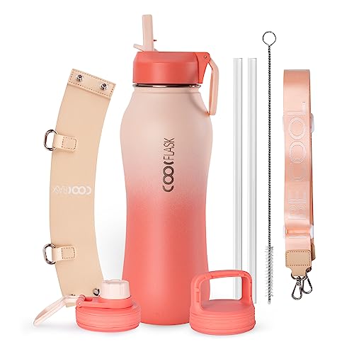 Image of Coolflask 32 oz Water Bottle Insulated Slim Series Stainless Steel