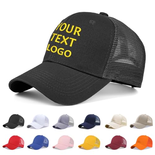 Reuhen Personalisierte Mesh-Baseballkappe mit Stickerei Text, Logo und drucken Foto,Bild, Personalisiertes Verstellbares Mesh-Baseballkappe Mütze für Herren Damen