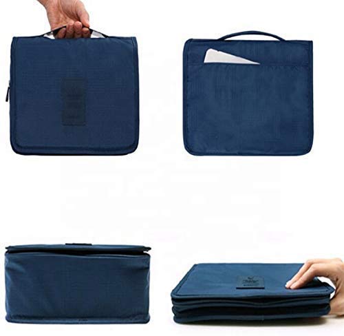 Image of Handcuffs Polyester Toiletry Travel Organizer, Large Capacity Suitcase Luggage Portable Dopp Kit Wash Bag (Blue)