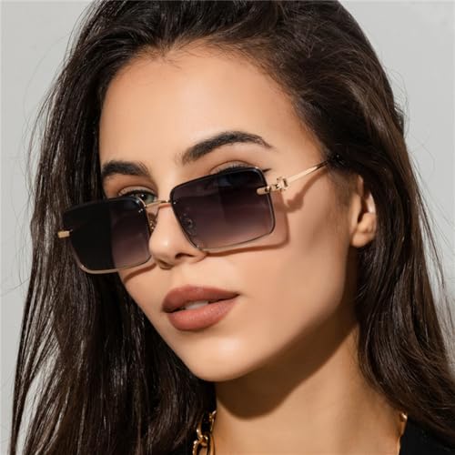 CGZWFERA-Retro Sunglasses Women Rimless Gradient Alloy Sun Glasses Shades Ladies Frameless Eyeglasses UV4002