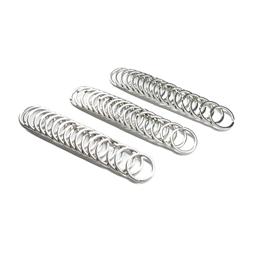 HeeYaa Flat Key Rings 50 Pieces 1 inches Flat Key Rings Metal Keychain Rings Split Keyrings Flat O Ring for Home Car Office Keys Attachment(Silver)