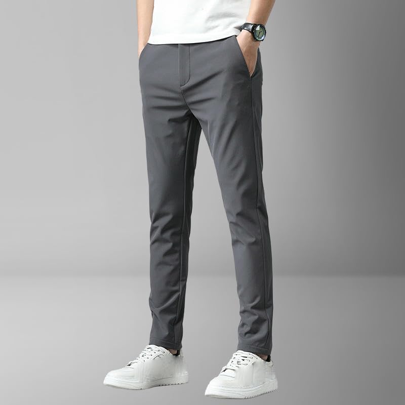 Men's Spring Autumn Business Elastic Straight Solid Color Trendy Casual Pants2