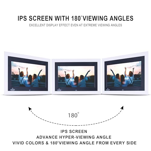 Image of MIRACLE DIGITAL 10 inch IPS Wooden Digital Photo Frame | 8GB Memory & 2GB RAM | HD Display, USB & SD Card Support | Remote Control, Slideshow, Video, Audio | 180 Wide Angle View (White Wood)