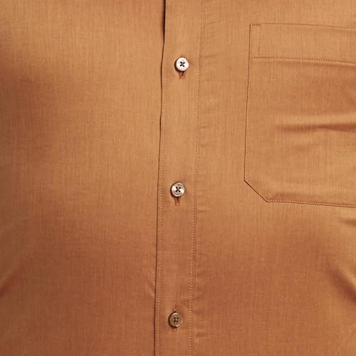 Image of Raymond Men's Solid Pattern Contemporary Fit Pure Cotton Full Sleeve Semi Cut Away Collar Formal Shirt