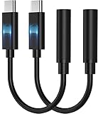 USB-C to 3.5 mm Headphone Jack Adapter[2 Pack Black], Type C to 3.5mm Aux Audio Earphone Dongle Jack...