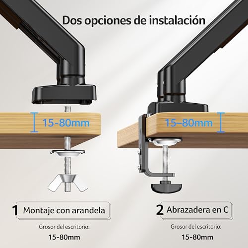 Miniatura 4 de acer Soporte Monitor Doble para Pantallas de 17-32 Pulgadas, Brazo Monitor Ergonómico con Resorte de Gas, Soporta de 2-9 kg, con Gestión de Cables, Inclinable, Giratorio, Compatible con VESA 75/100 mm
