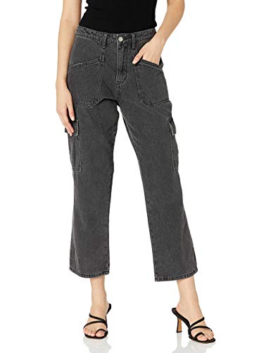 KENDALL + KYLIE Women's Cargo Pant - Amazon Exclusive, Black Acid Wash, Small