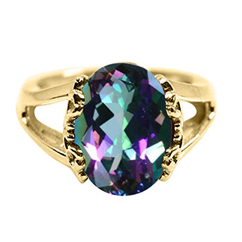Image of 55Carat Choose Your Color Genuine Stone Ring 18K Gold Plated Oval Handmade Jewellery for Gift Sizes 4-13