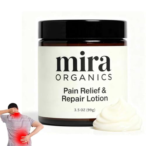 Mira Pain Relief & Repair Lotion Mira Organics Pain Relief Cream with Arnica Montana Chamomile Helichrysum Oil Shea Butte Soothing Blend for Muscle and Joint Comfort Fast Absorbing Non-Greasy-3.5OZ