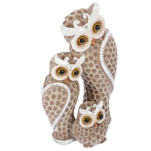 VICASKY Statuette Hibou en Résine Marron 3 Pièces Décoration Réaliste de Jardin Extérieur Ornement Chouette pour Terrasse et Pelouse Accessoire Décoratif...