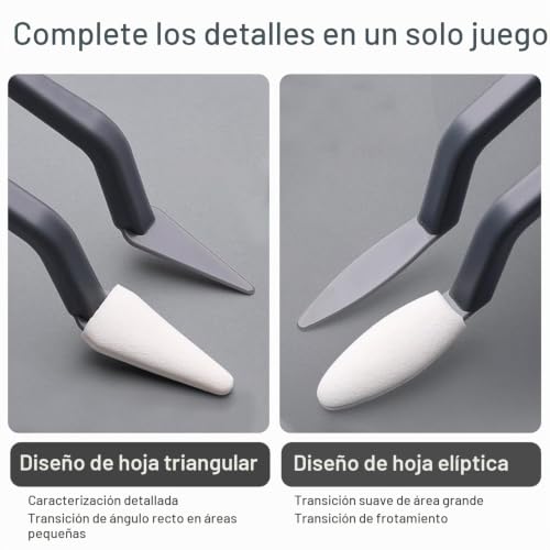 Miniatura 5 de Espatulas Pintura Cuchillo Paleta Arte - 2 Piezas Con 14 Puntas De Esponja Reemplazables, Paleta Pintura,Paleta De Colores Redonda, Para Principiantes En Pintura Al Óleo, Pintura De Bocetos
