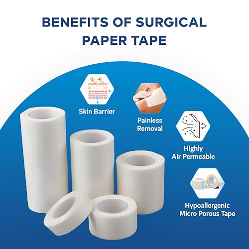 Image of Microporous Surgical Tape 12.5mm x 9.1m (Pack of 24 Rolls)| Breathable Paper Tape for Wound Dressing, First Aid & Medical Use | Hypoallergenic & Strong Adhesion