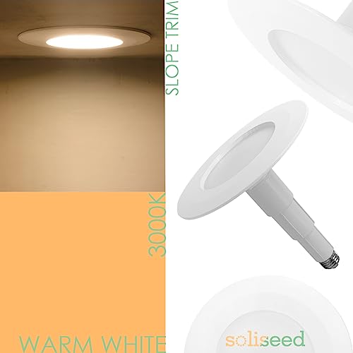 Soliseed SRF675830DIM26E4P 4 Pack 5/6 Inch Led Can Lights Length Adjustable Recessed Lights,Retrofit Downlight Etl Damp Rated,12W=60W,3000K Warm White,800Lm thumb #2