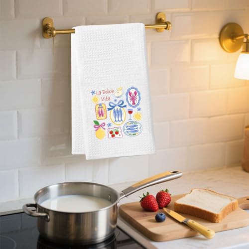 Toalla de cocina costera con diseño de sardinas de la Riviera italiana La Dolce Vita Towel 8