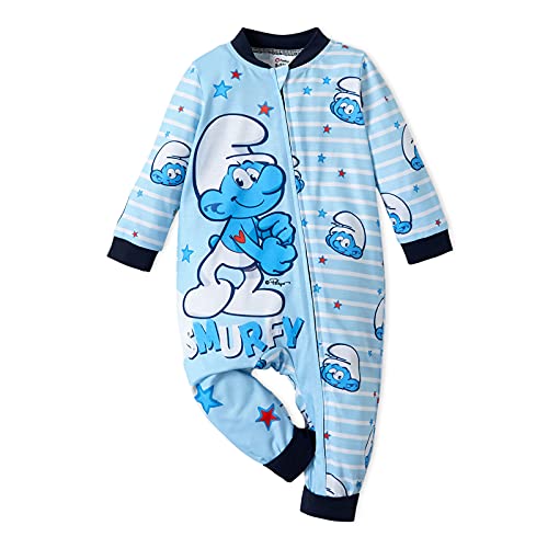 Image of AdoraCute by PatPat Smurfs Smurfy Baby Boy Girl Romper Unisex Infant Zip Up Footless Jumpsuit Toddler Coverall