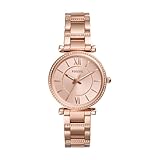 Fossil Watch for Women Carlie, Quartz Movement, 35 mm Rose Gold Stainless Steel Case with a Stainless Steel Strap, ES4301