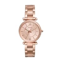 Fossil Women's Carlie Three-Hand Stainless Steel Watch, ES4301, Rose Gold, 35 mm