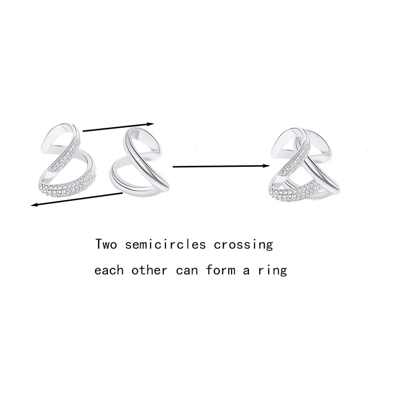 14K Gold Plated X Ring for Women Mixed Metal Ring Cubic Zirconia Rings Unique Criss Cross Promise Ring Non Tarnish Fashion Statement Knuckle Rings Jewelry Gifts2