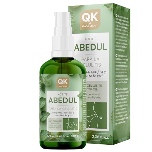 QKnatur - Aceite de Abedul para la Celulitis - 100ml - Con Extractos Naturales - Tonifica, Reafirma, Hidrata y Revitaliza la piel - Mejora la elasticidad